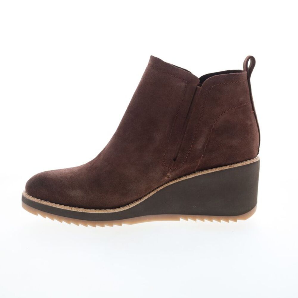 Sofft Dark Brown Suede Wedge Ankle Booties - Picture 3 of 4